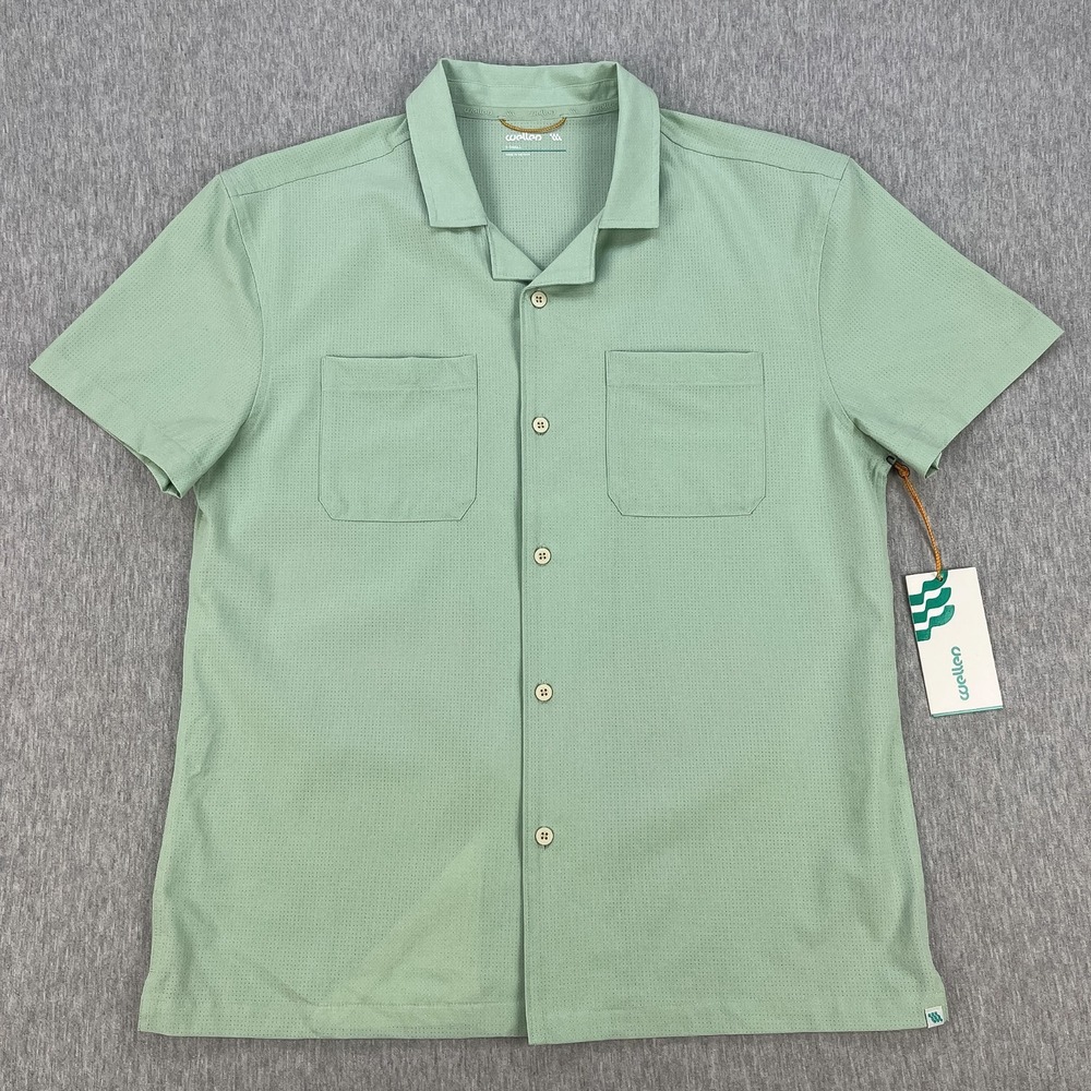 Wellen Airweave Performance Camp Collar Shirt Men XS Frosty Green Breathable NEW